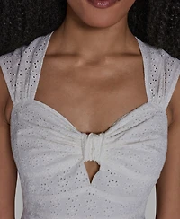 Bcbg Women's Sweetheart Neck Keyhole Eyelet Maxi Dress