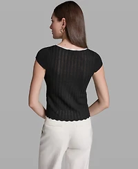 Bcbg Women's Cap-Sleeve Scoop Neck Top