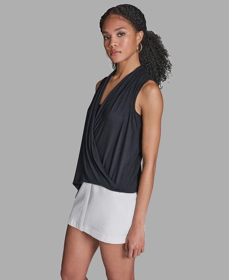 Bcbg Women's Asymmetrical Faux Wrap V-Neck Top