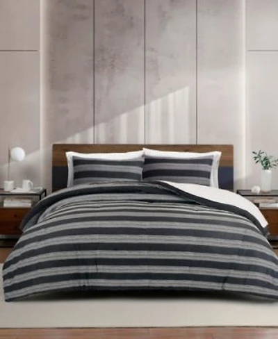 Kenneth Cole New York Banded Stripe Textured Microfiber Comforter Set