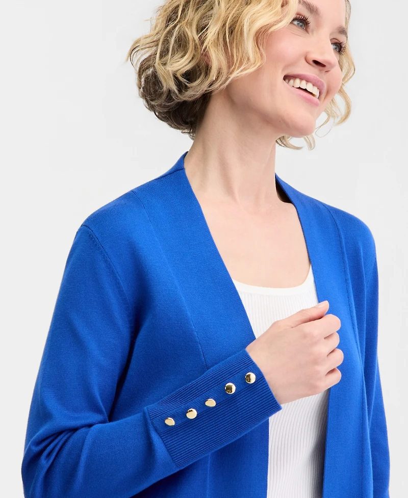 Jm Collection Women's Button-Sleeve Flyaway Cardigan Sweater