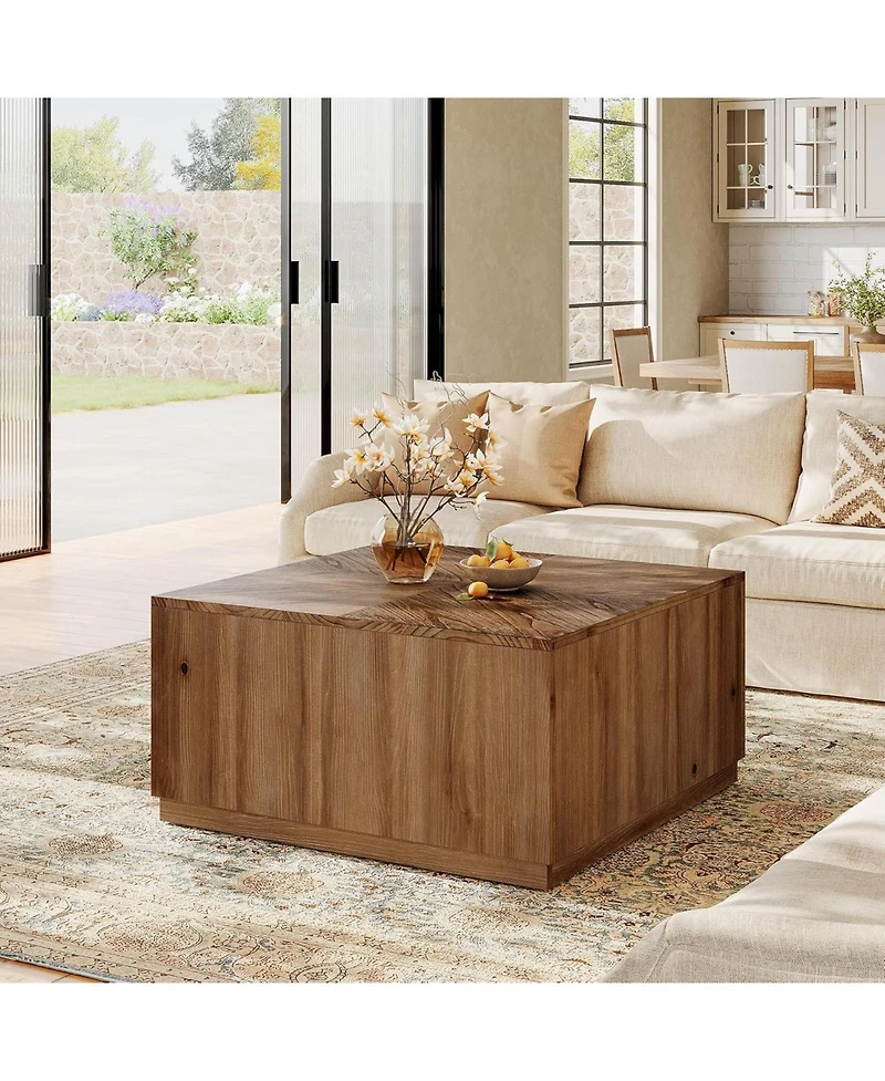Tribesigns 31.5-Inch Square Coffee Table for Living Room, Solid Wood
