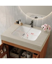 Sillysis 30" Freestanding Bathroom Vanity with Faux Marble Top, Ceramic Sink, Soft Close Storage for Small Bathrooms