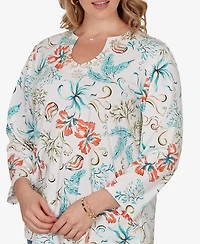Ruby Rd. Plus Embellished Oceania Floral Knit Top