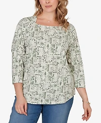 Ruby Rd. Plus Size Seashell Patchwork Knit Top