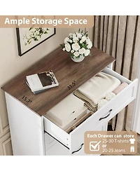 gaomon Farmhouse 5 Drawers Dresser for Bedroom, 44'' Tall Chest of Drawer, Wooden Vertical Dresser with Metal Handles and Stable Base