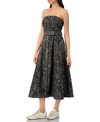 Ivonne Women's Fantasy Denim Midi Strapless Dress