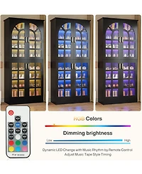 Tribesigns 68.94" Tall Shoe Cabinet with Doors and Led Lights Set of 2, 8-Tier Wooden Rack Organizer Adjustable Shelves