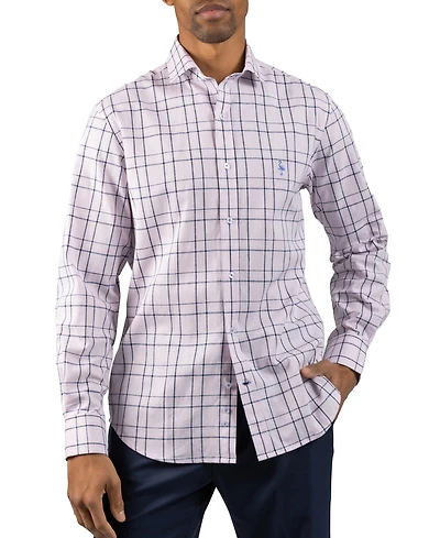 Tailorbyrd Men's Yarn Dyed Linen Large Check Long Sleeve Shirt