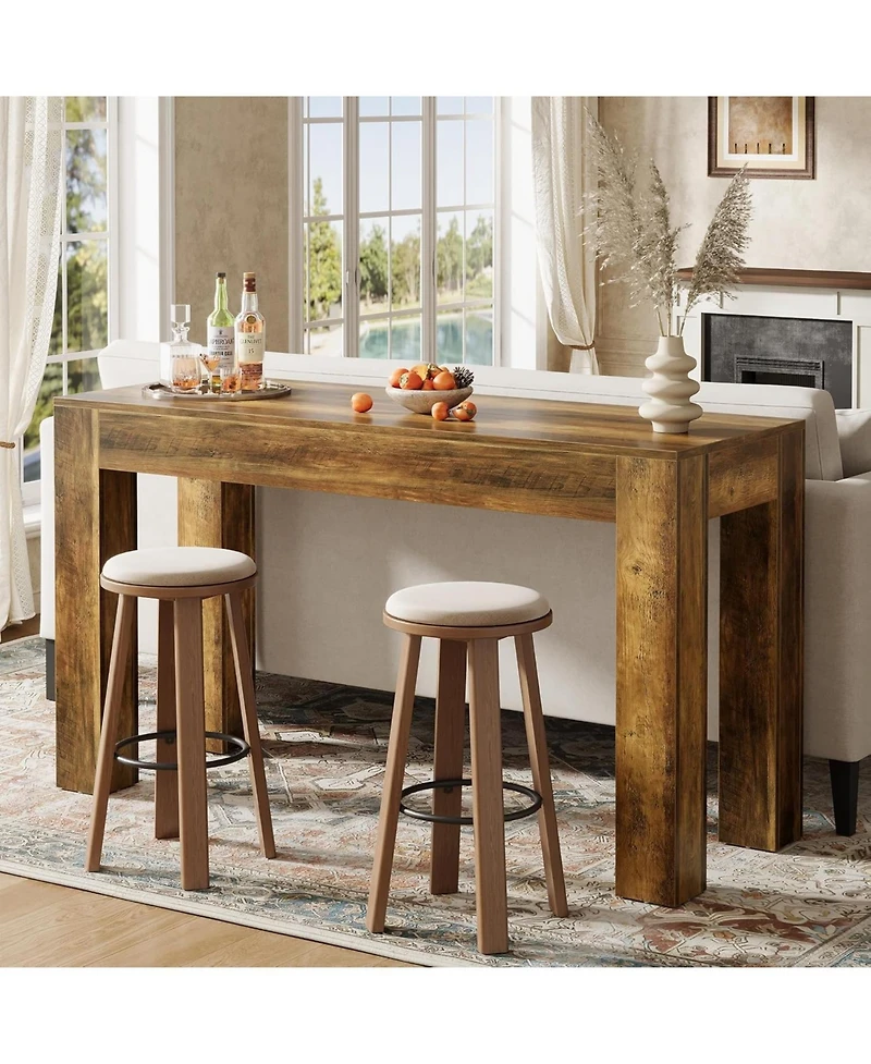 Tribesigns 63" Long Bar Table, Pub Table for Kitchen, Home Bar & Living Room