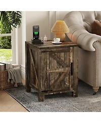gaomon Bedside Tables Set of 2 with Usb Charging Station – wood Bedside Tables with Sliding Barn Door, Adjustable Shelf