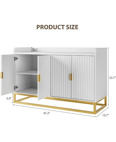 gaomon 47.2 Inch Fluted Sideboard Modern Kitchen Cabinet with Adjustable Shelves