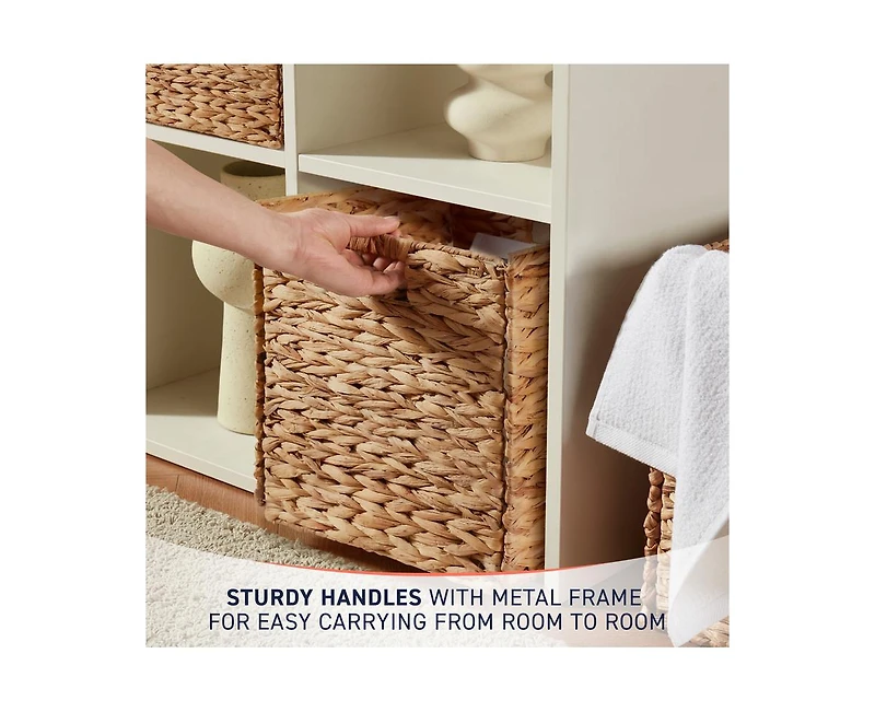 Ornavo Home Water Hyacinth Storage Cube Bin Baskets, Set of 6