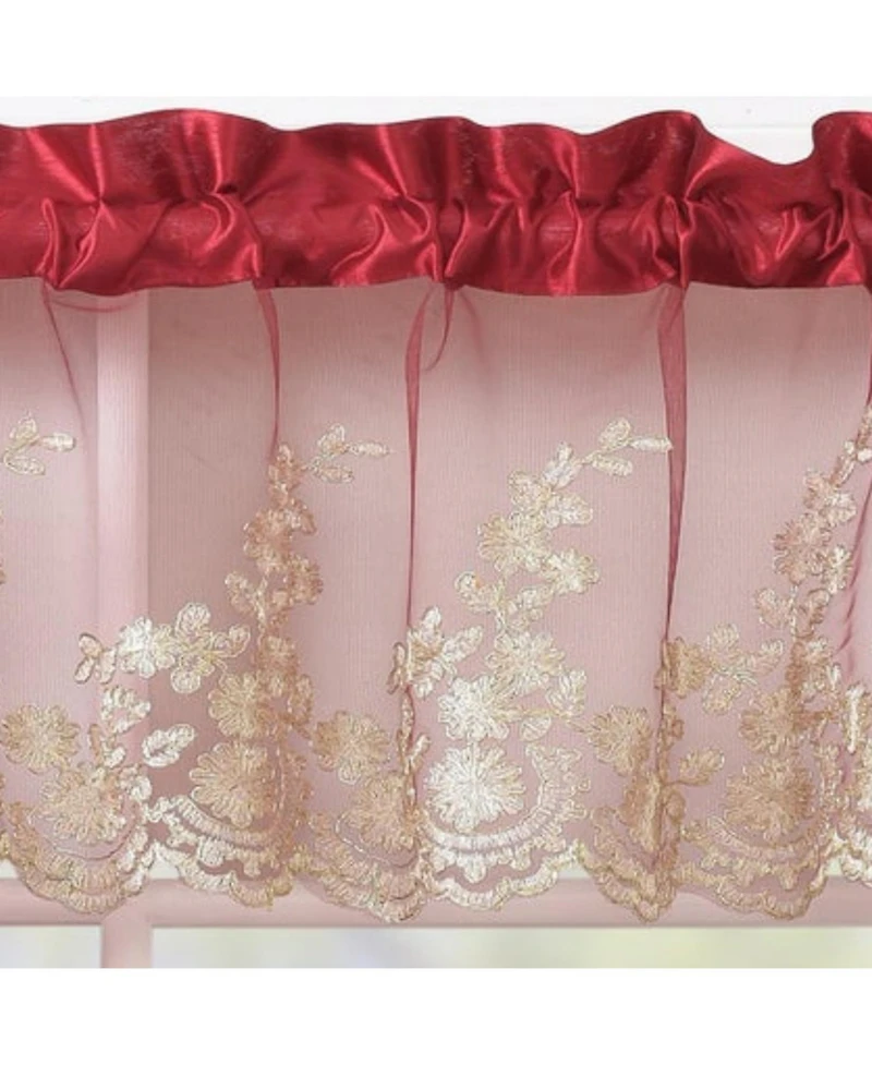 Rt Designers Collection Polyester Bethany Embroidered 3 Piece Kitchen Curtains Tier & Swag Set 60" x 36"