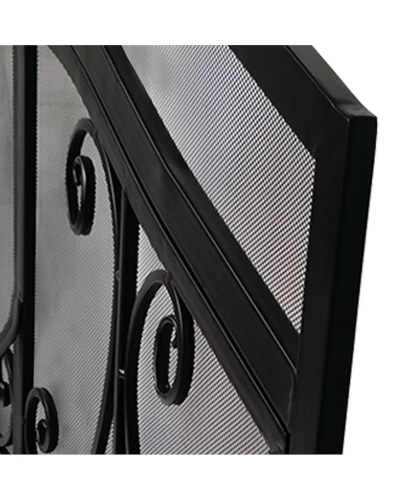 flynama Iron Fireplace Screen 43 Inch with Scrollwork and Mesh Design