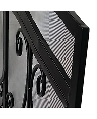 flynama Iron Fireplace Screen 43 Inch with Scrollwork and Mesh Design