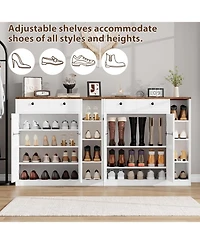gaomon Shoe Storage Cabinet with Doors and Drawers 42 Inch Tall 3 Adjustable Shelves