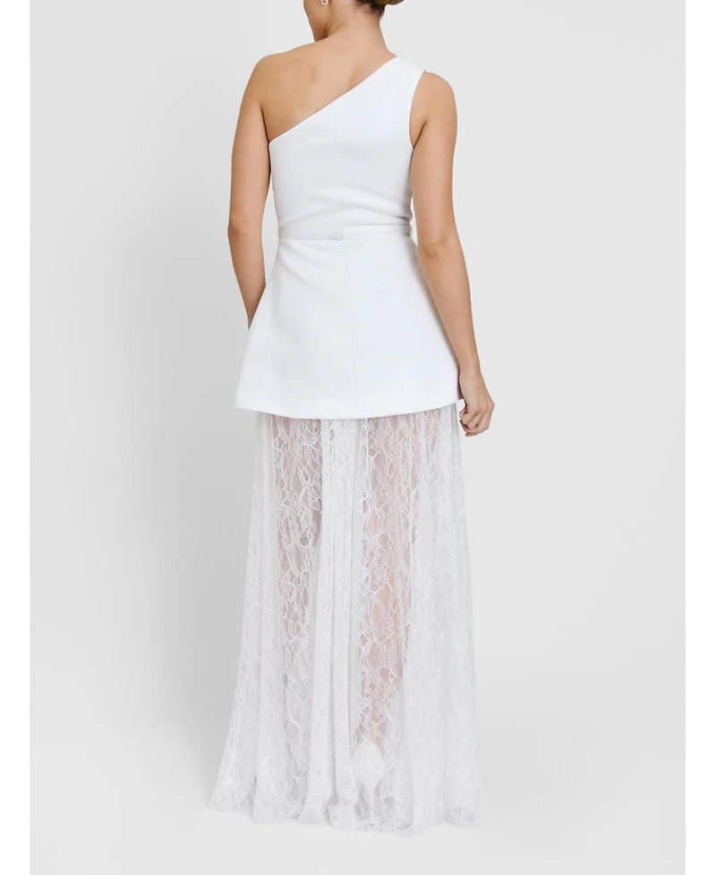 Six Stories Women's One Shoulder Satin Lace Skirt Dress