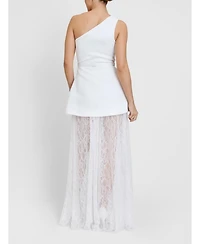 Six Stories Women's One Shoulder Satin Lace Skirt Dress