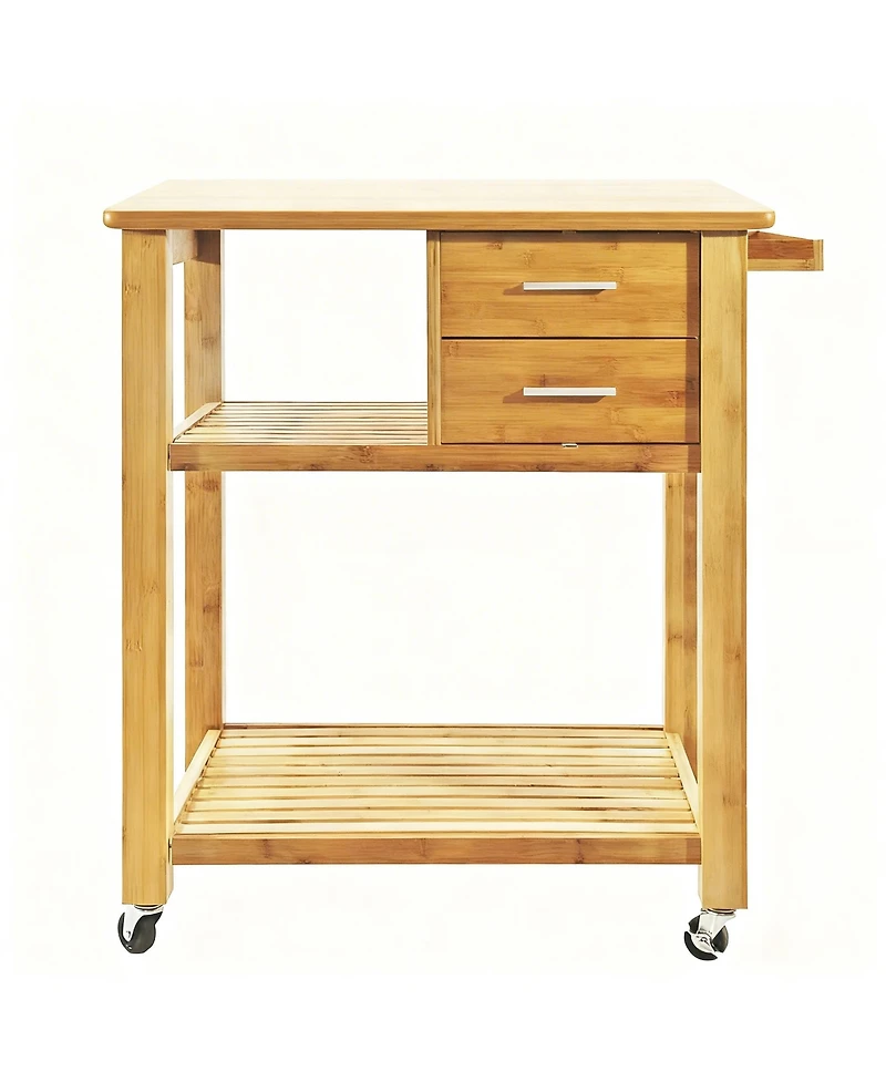 Yigii Kitchen Island Cart with Drawers, Shelves, Towel Rack, Casters