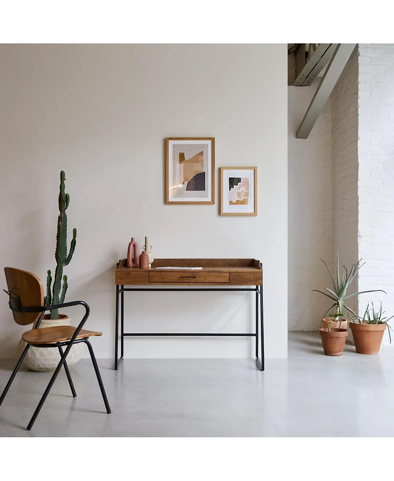 Tikamoon Hedda 114 desk in solid mango wood and metal