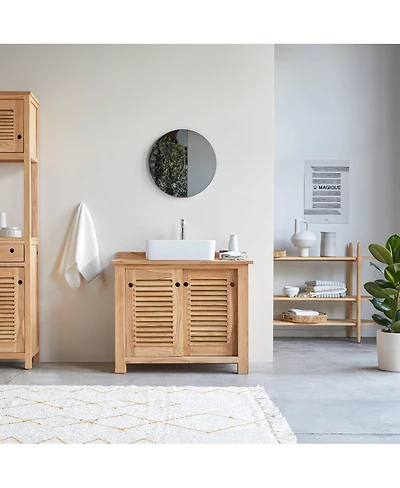 Tikamoon Solid Teak Wood Vanity Cabinet Wash-stand Modern Design Bathroom Furniture