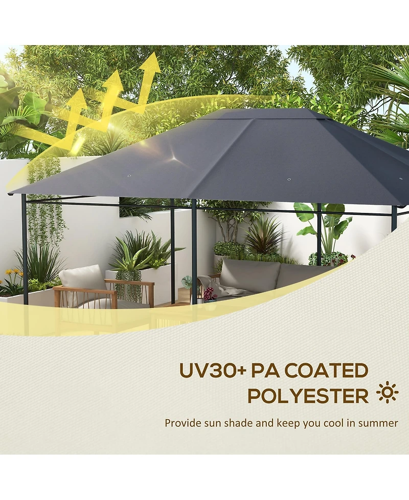 Outsunny 10' x 13' Gazebo Canopy Replacement Roof for 84C-116, Light