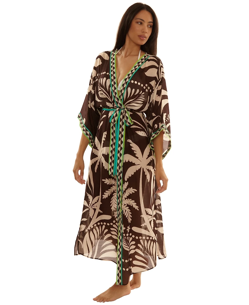 Trina Turk Women's V-Neck Kimono Maxi Duster Cover Up