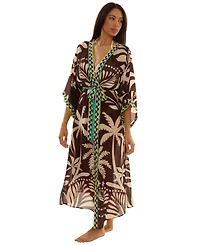 Trina Turk Women's V-Neck Kimono Maxi Duster Cover Up