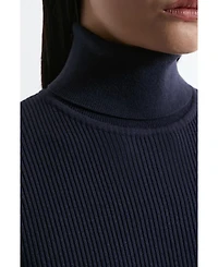 Karen Millen Women's Roll Neck Belted Flippy Hem Mini Dress