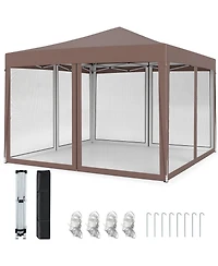 Mecale 10x10 ft Pop-Up Canopy Tent with Mesh Netting, Instant Setup