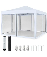 Mecale 10x10 ft Pop-Up Canopy Tent with Mesh Netting, Instant Setup