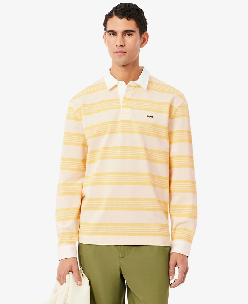 Lacoste Men's Relaxed-Fit Striped Piqu Rugby Polo Shirt
