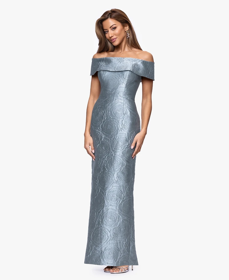 Xscape Petite Off-The-Shoulder Sheath Gown