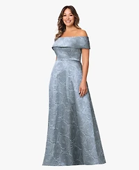 Xscape Plus Off-The-Shoulder A-Line Gown