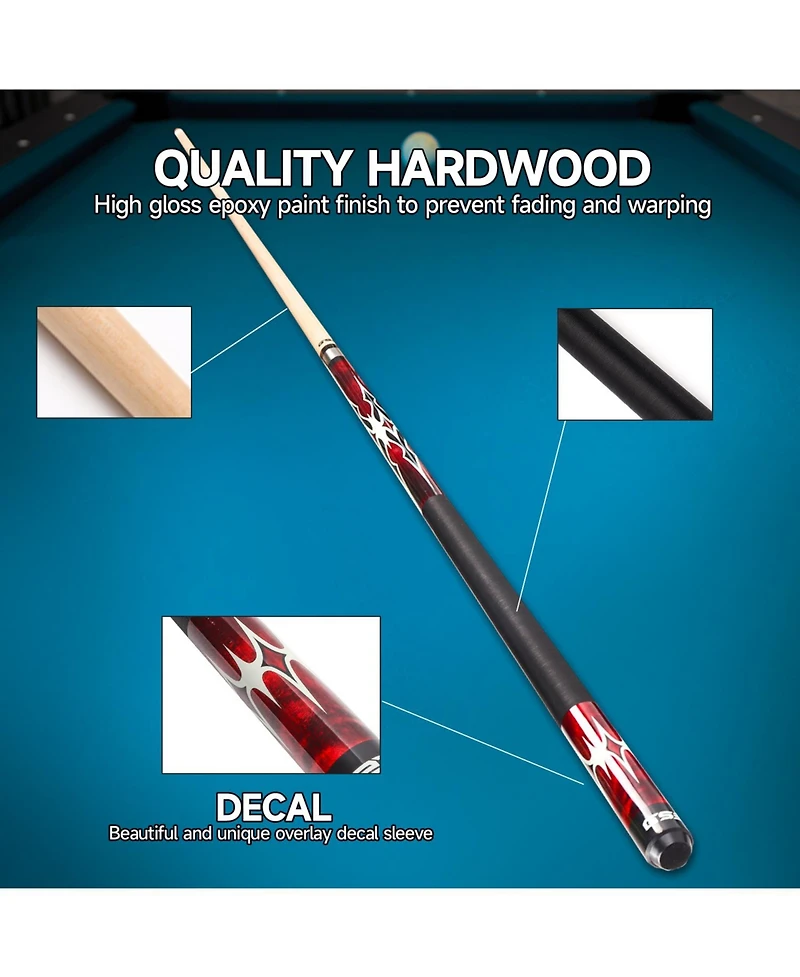 Gse Games & Sports Expert 58" 2-Piece Red Canadian Maple Hardwood Billiard Pool Cue Stick for Men/Women
