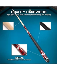 Gse Games & Sports Expert 58" 2-Piece Red Canadian Maple Hardwood Billiard Pool Cue Stick for Men/Women