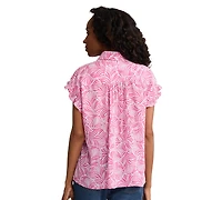 Jones New York Women's V-Neck Button-Front Top