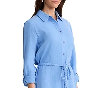 Jones New York Women's Braided Belt Shirt Dress
