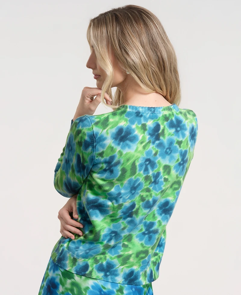 Isaac Mizrahi Women's Long-Sleeve Buttoned-Up Printed Cardigan Sweater