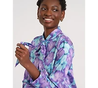 Isaac Mizrahi Women's Long-Sleeve Bow-Tie Neck Dress