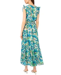 Msk Women's Flutter Sleeve Smocked Waist V-Neck Maxi Dress