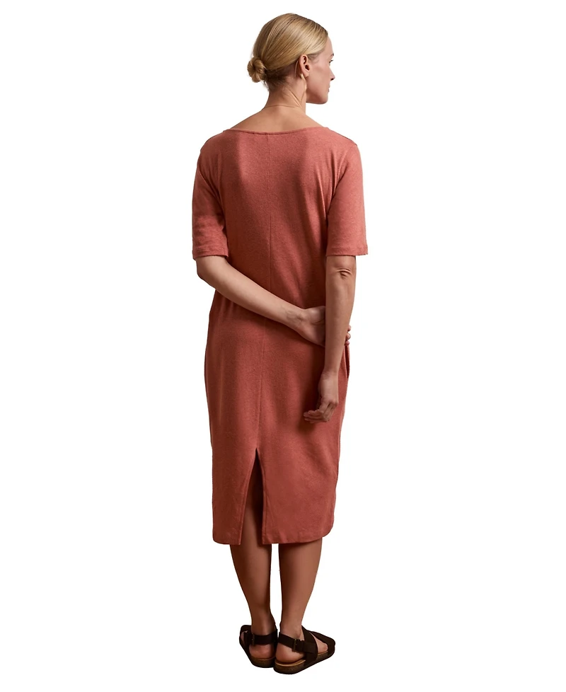 Celtic & Co. Women's Linen Blend V-Neck Midi Dress