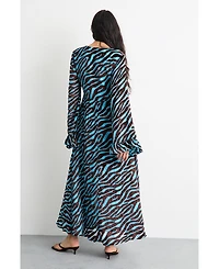 Warehouse Women's Burnout Velvet Plunge Maxi Dress