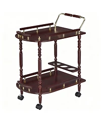 Yigii 2-Tier Mobile Bar Cart with Wine Rack