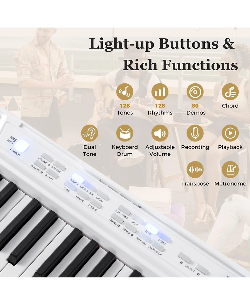 Mecale 88-Key Electric Piano Keyboard with Adjustable Stand & Portable Bag for Home or Travel