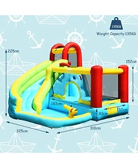 Mecale 6-in-1 Inflatable Bounce House with Climbing Wall & Basketball Hoop, Blower Included