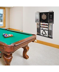 Gse Games & Sports Expert Wood 10 Billiard Pool Cue Rack & Dart Board Cabiner Combination Rack Only