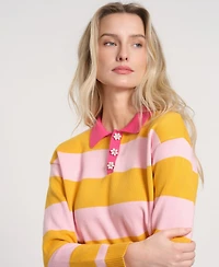 Isaac Mizrahi Women's Long-Sleeve Collared Knitted Sweater