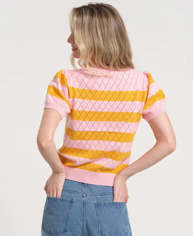 Isaac Mizrahi Women's Balloon Short-Sleeve Knitted Sweater